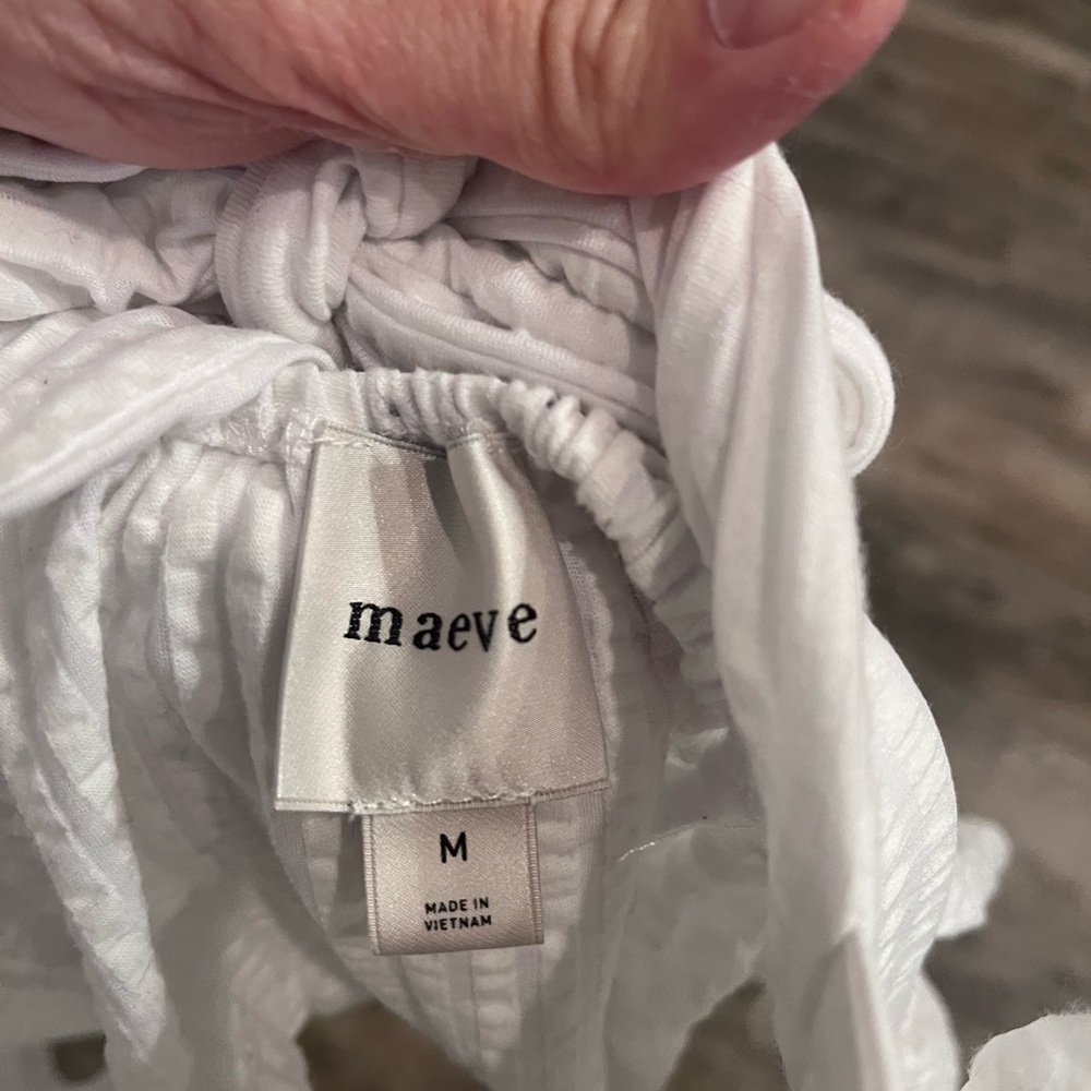 Maeve White Textured Ruffle Blouse - Picture 4 of 4